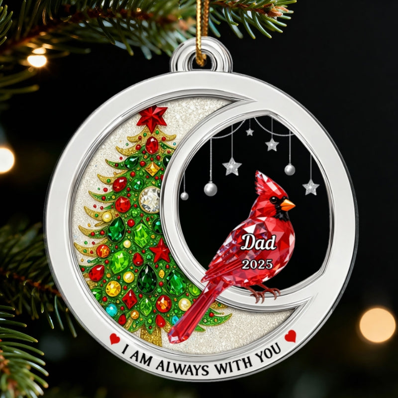 2D Flat Crystal Effect Cardinal Memorial - Personalized Acrylic Ornament - Remembrance Keepsake, Sympathy Gift