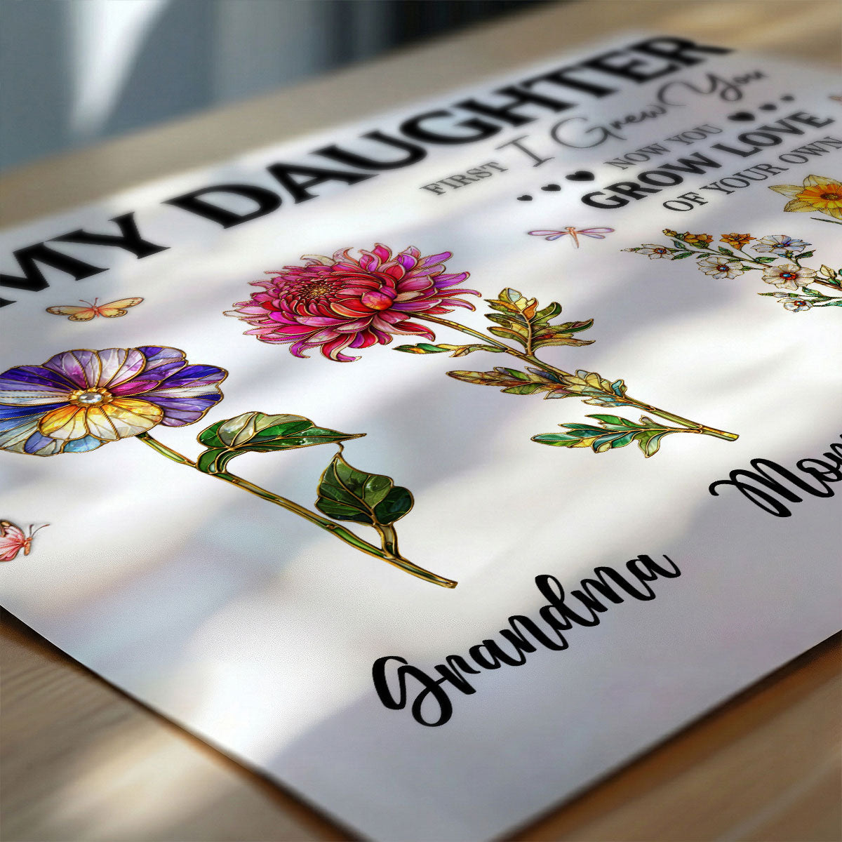 To My Daughter First I Grew You Birth Month Flowers Custom Kids Names- Personalized Poster - Mother's Day Gift For Daughter
