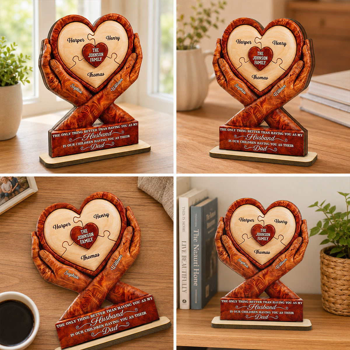 Our Children Having You As Their Dad 2D Flat Printed - Personalized 2-Layered Wooden Plaque -  Gift For Husband