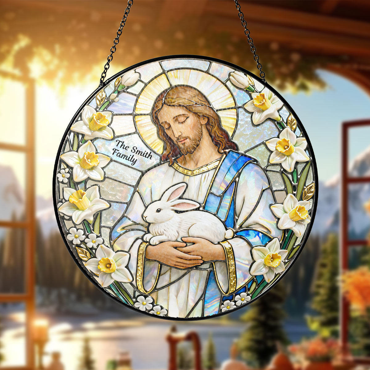 Religious Easter Jesus - Personalized Suncatcher Ornament
