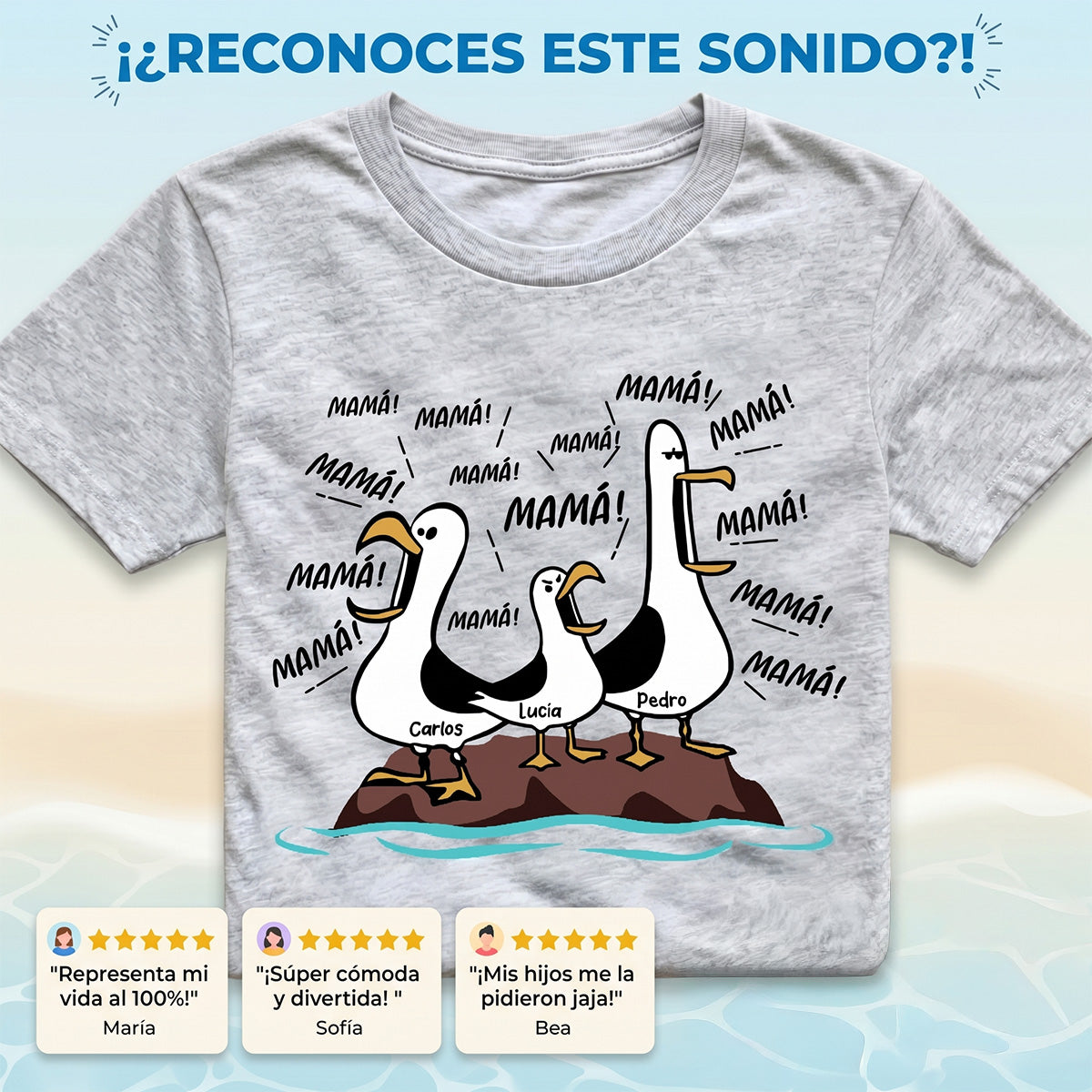 Gaviota Mamá Mamá Mamá - Camiseta Personalizada - Regalo Divertido del Día de la Madre para Mamá