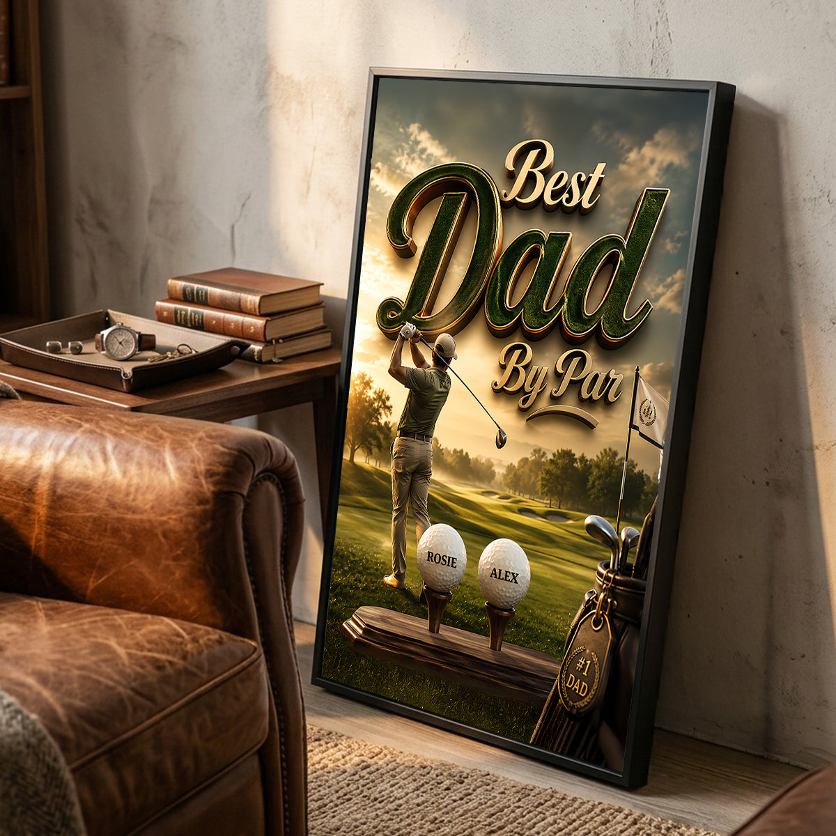 Golf Best Dad By Par - Personalized Poster - Father's Day Gift For Dad, Husband