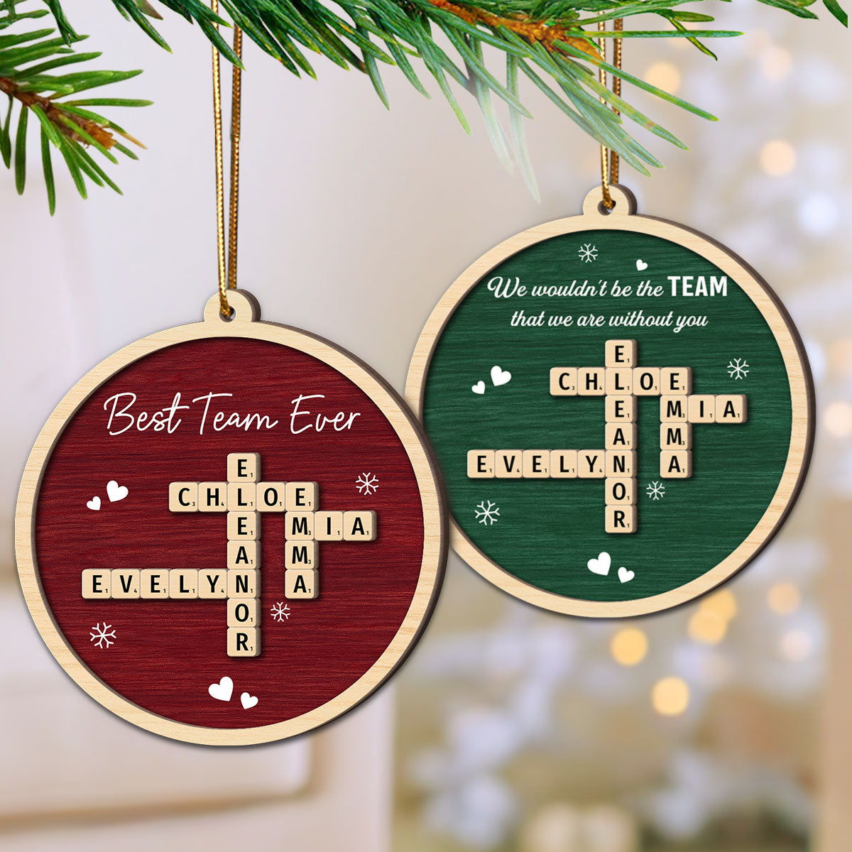 We Wouldn't Be The Team Without You Crossword Puzzle Art - Personalized 2-Layer Wooden Ornament - Gift For Colleagues