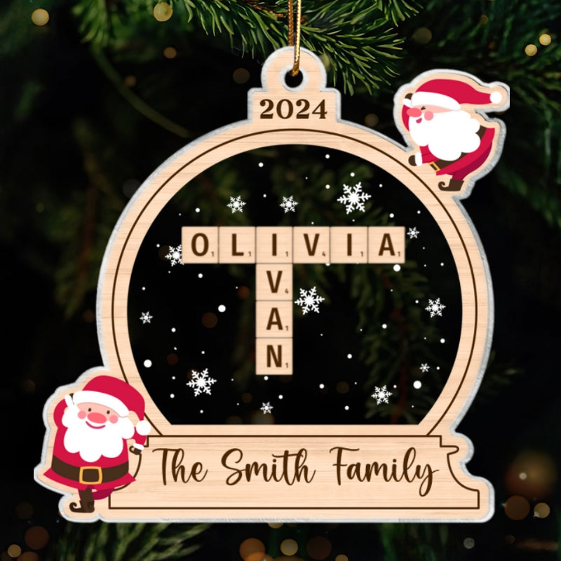 Family Personalized Crossword Ornament, Family Names Puzzle Keepsake, Christmas Tree Decoration, Christmas Gift for Loved Ones