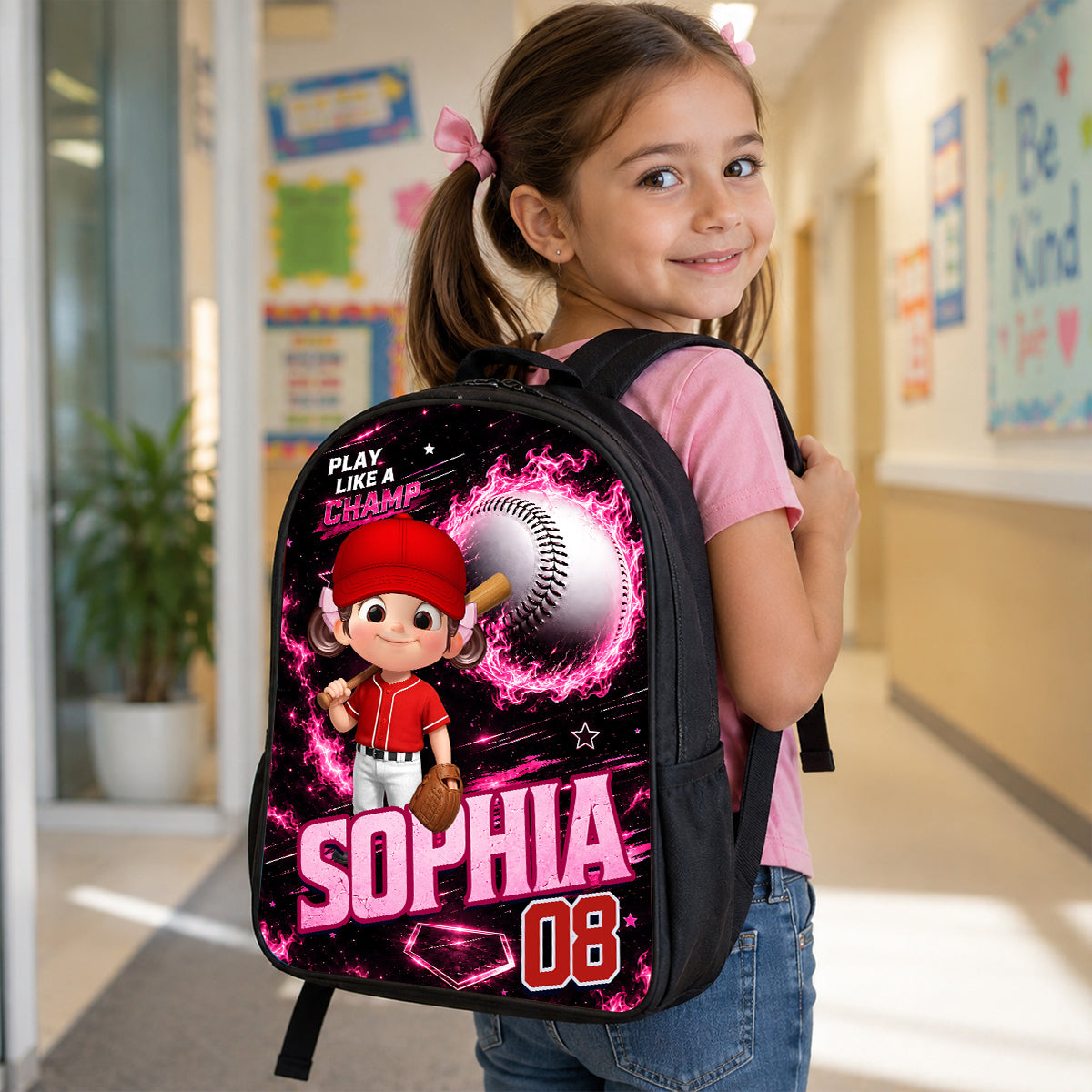 Baseball Trendy Design Backpack for Boys Girls - Personalized Backpack - Back to School Gift for Daughter, Son