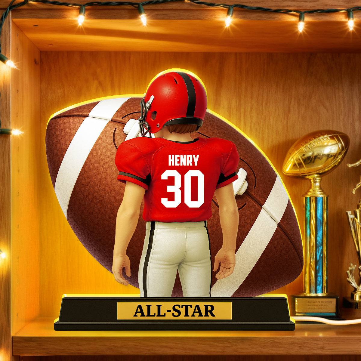 3D Effect Football Teenager Player - Personalized Light Box - Christmas Gift For Teen Boy, Son, Grandson
