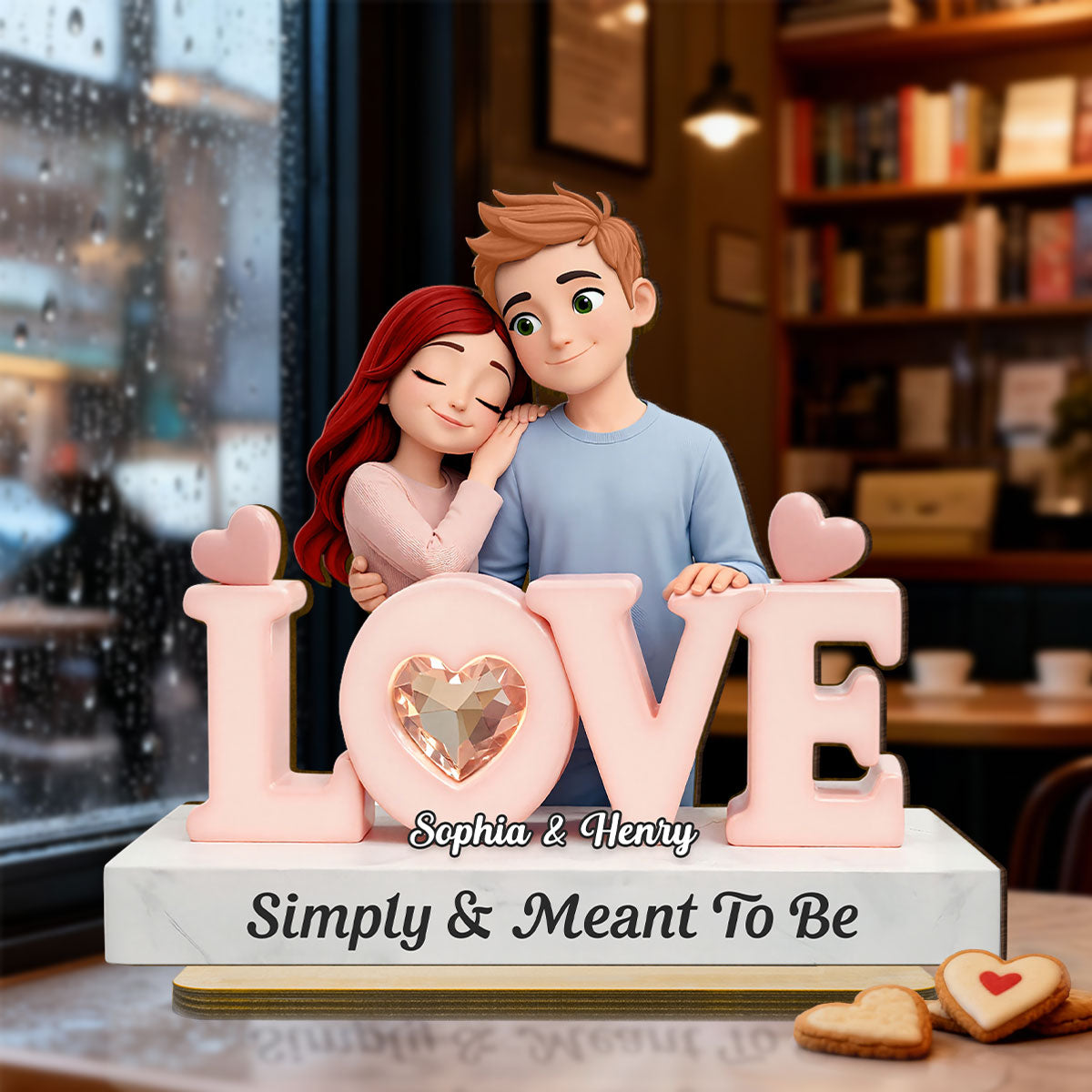Simply & Meant To Be Romantic Couple - Personalized 2-Layered Wooden Plaque - Valentine's Gift For Him, For Her, For Couple