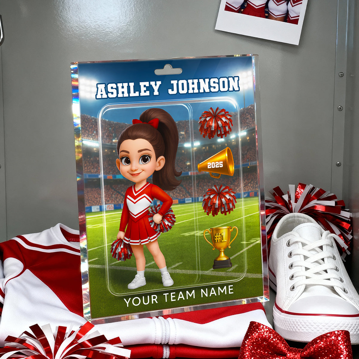 3D Effect Cheerleader Custom Figure Style - Personalized Acrylic Block Plaque - Christmas Gift For Cheerleaders, Granddaughter, Daughter