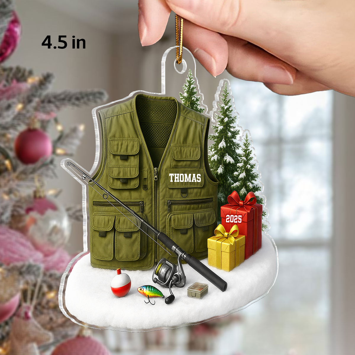 3D Effect Fisherman Things - Personalized Acrylic Ornament - Christmas Gift For Fishing Lovers