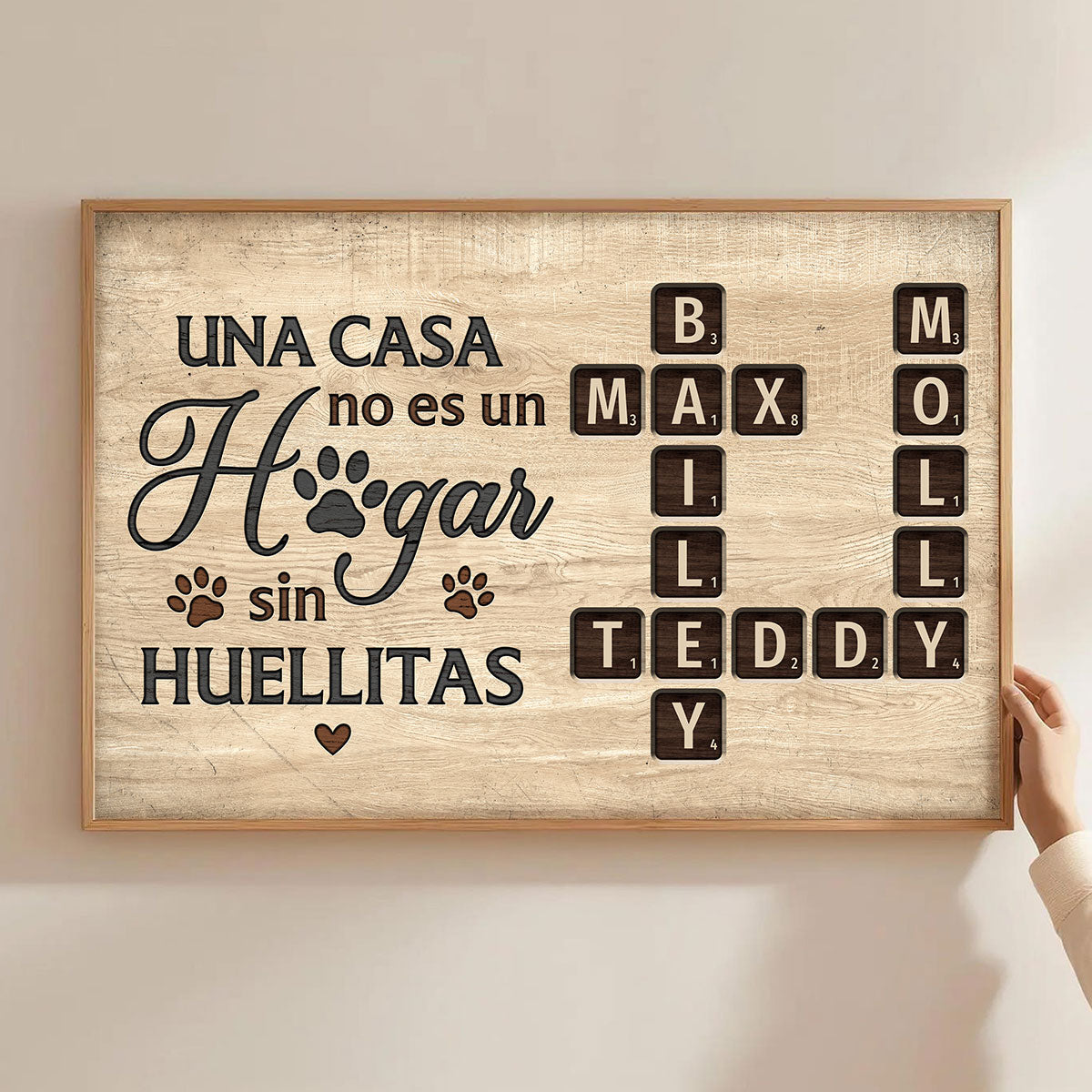 Una Casa No Es Un Hogar Sin Huellitas Crossword Puzzle Art - Personalized Poster - Spanish Version Home Decor For Pet Lovers