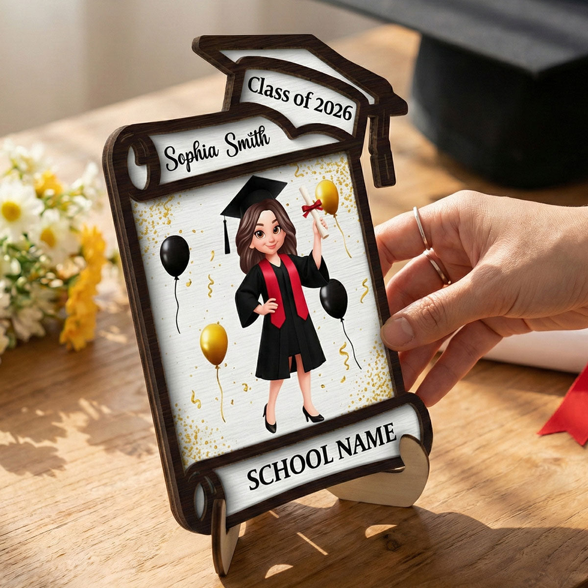 Congrats Class Of 2026 2027 Senior - Personalized 2-Layered Wooden Plaque - Graduation Gift For Graduates, Daughter, Son