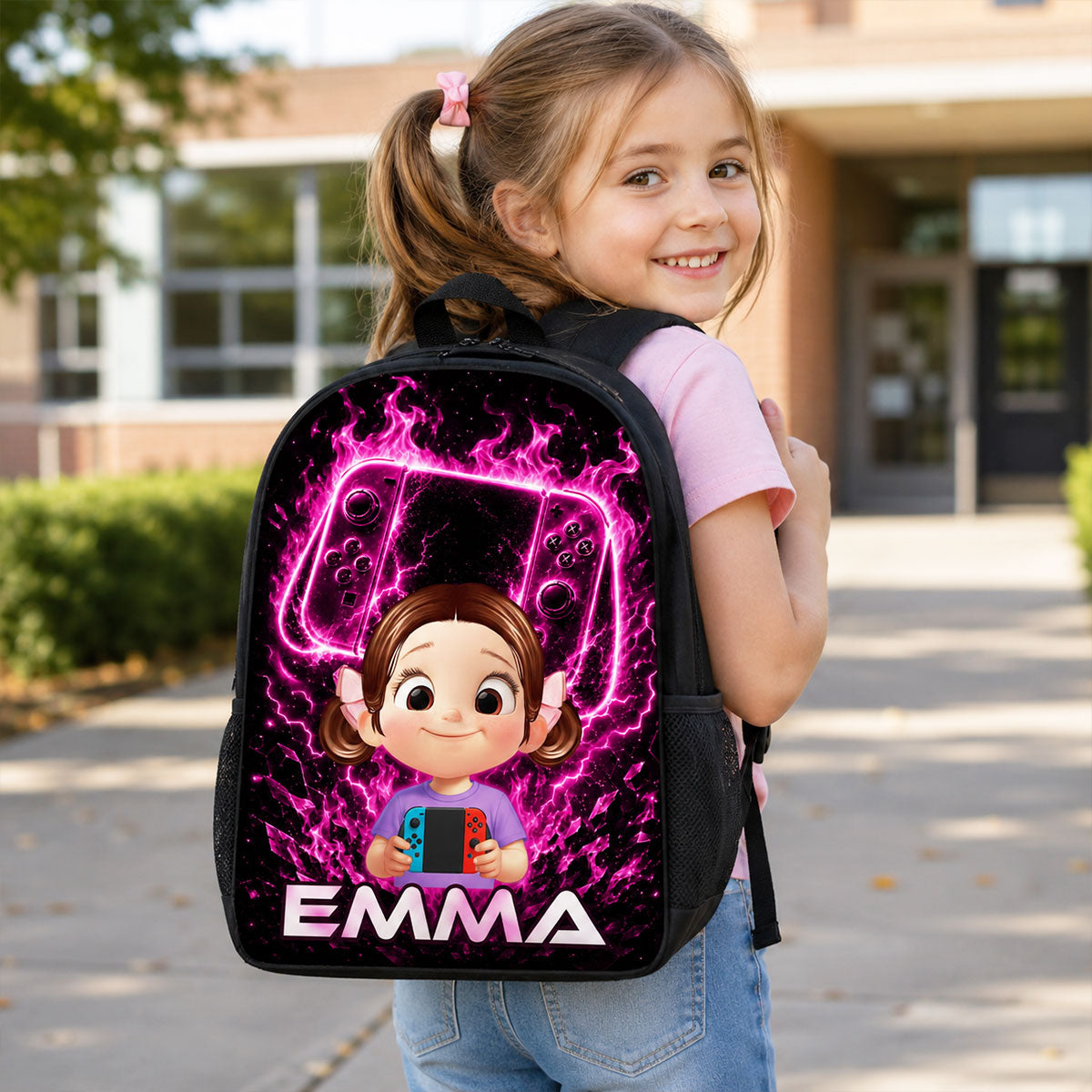 Gamer Trendy Design Backpack for Boys Girls - Personalized Backpack - Back to School Gift for Daughter, Son