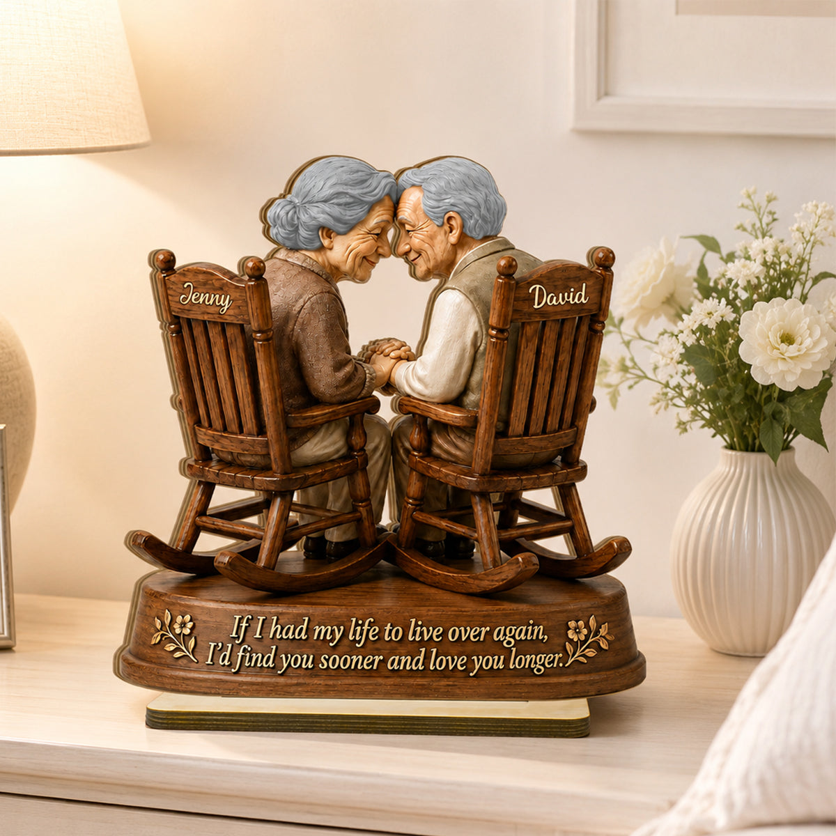 If I Had My Life to Live Again Growing Old Couple - Personalized 2-Layered Wooden Plaque - Anniversary Gift for Her, for Him
