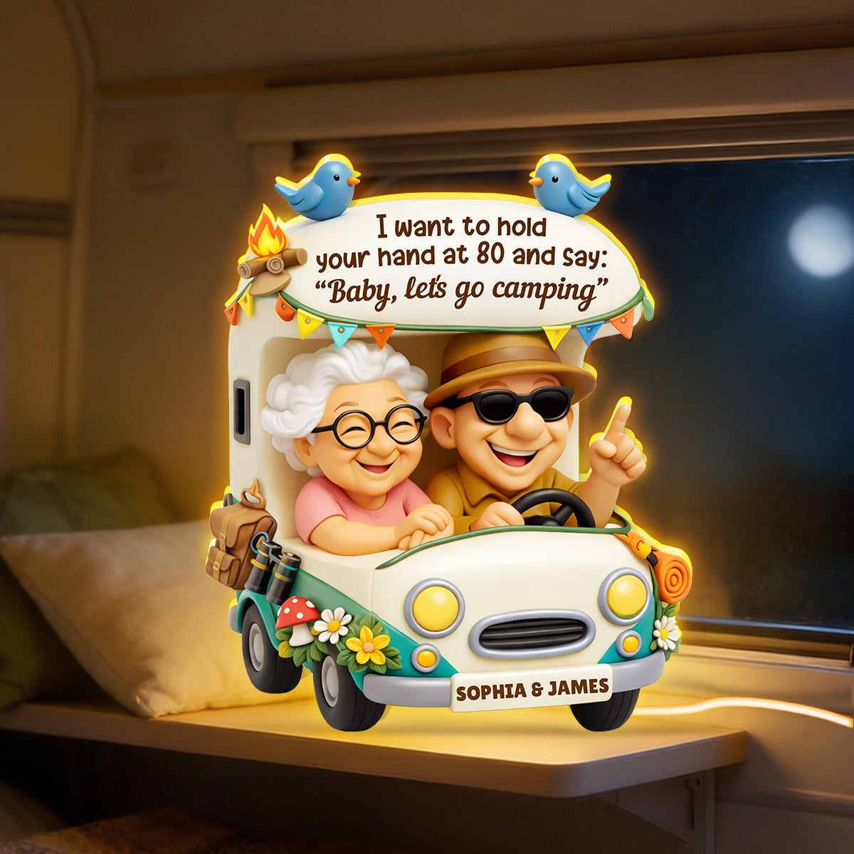 Baby Let's Go Camping Romantic Couple - Personalized Light Box - Anniversary, Valentine's Day Gift, Gift For Him, Gift For Her