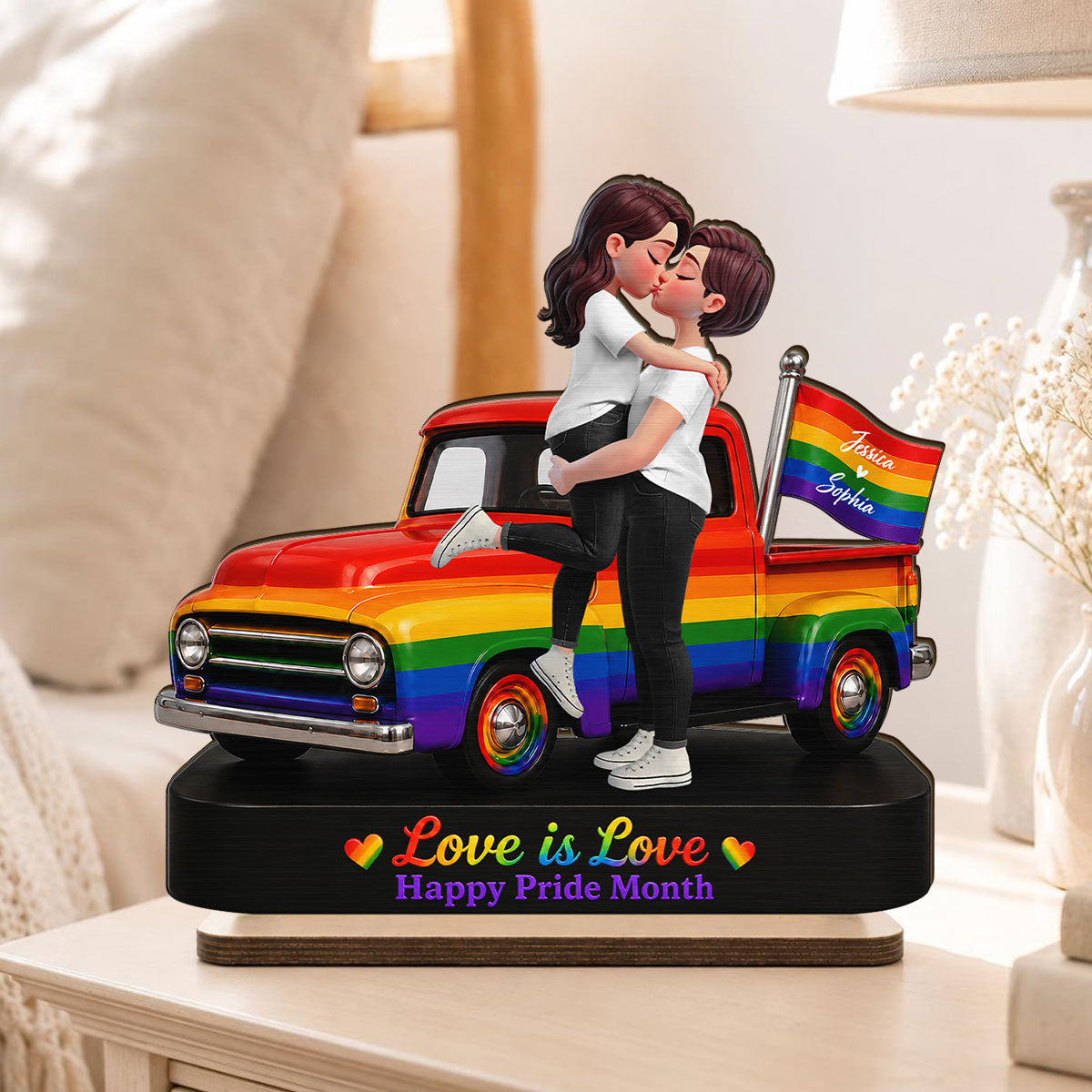 LGBT+ Couple Forever Love Wins - Personalized 2-Layered Wooden Plaque - Gift For Couple, Happy Pride Month