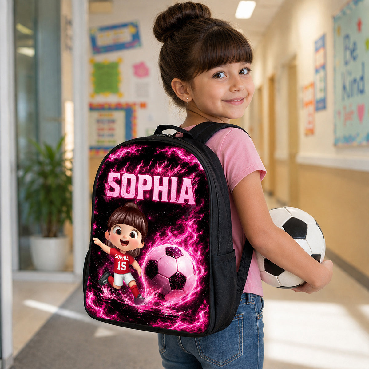 Soccer Trendy Design Backpack for Boys Girls - Personalized Backpack - Back to School Gift for Daughter, Son