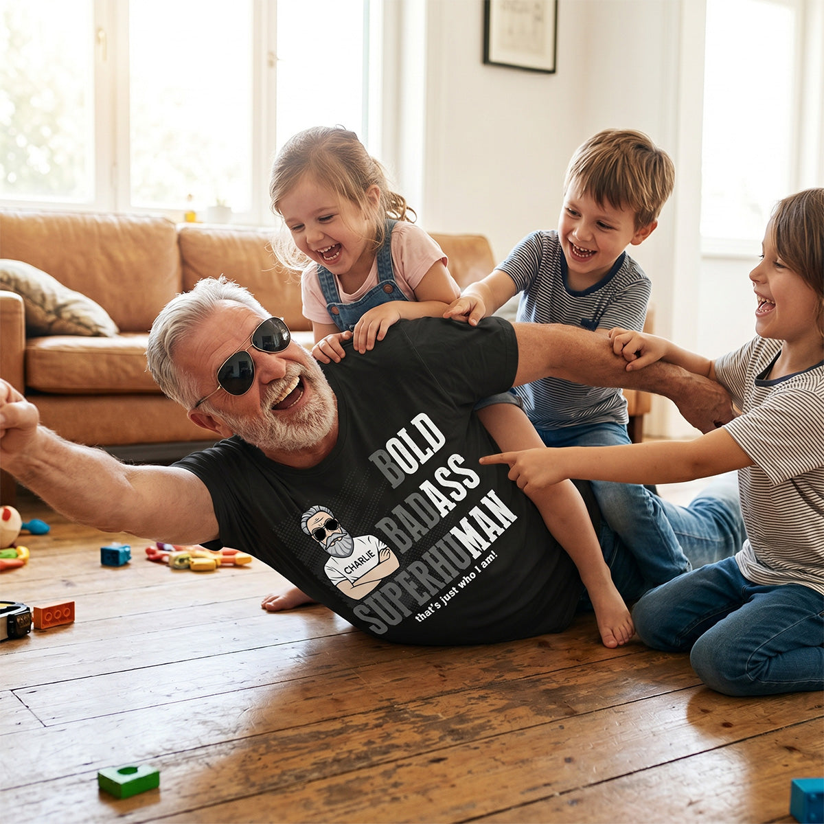 Bold Badass Superhuman Old Man - Personalized Shirt - Funny Father's Day Gift For Husband, Dad, Grandpa