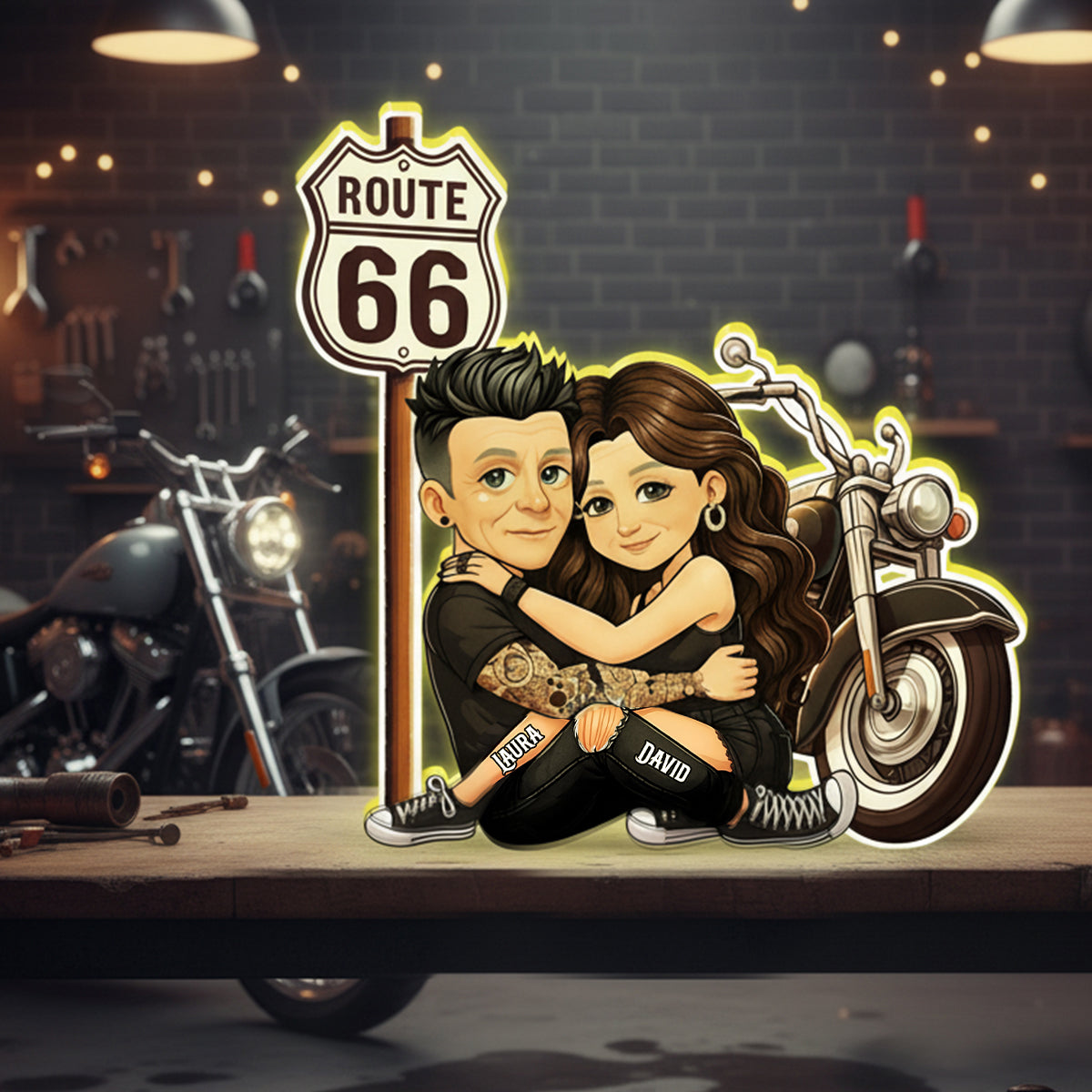 Bikers Couple Riding Partners for Life - Personalized Light Box - Gift for Him, Gift for Her