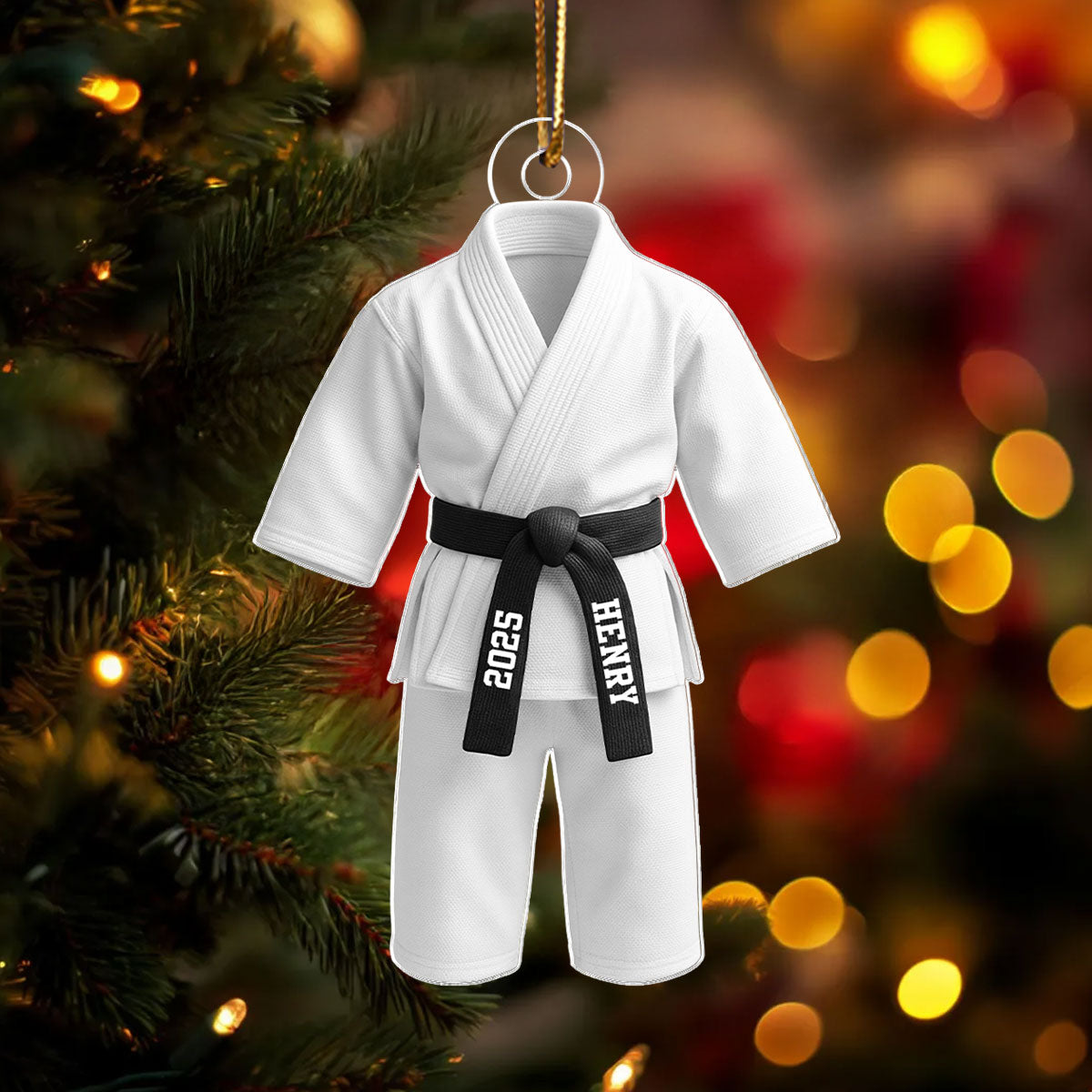 3D Effect Karate Uniform Martial Arts - Personalized Acrylic Ornament - Unique Christmas Gift For Son, Daughter, Grandson, Granddaughter
