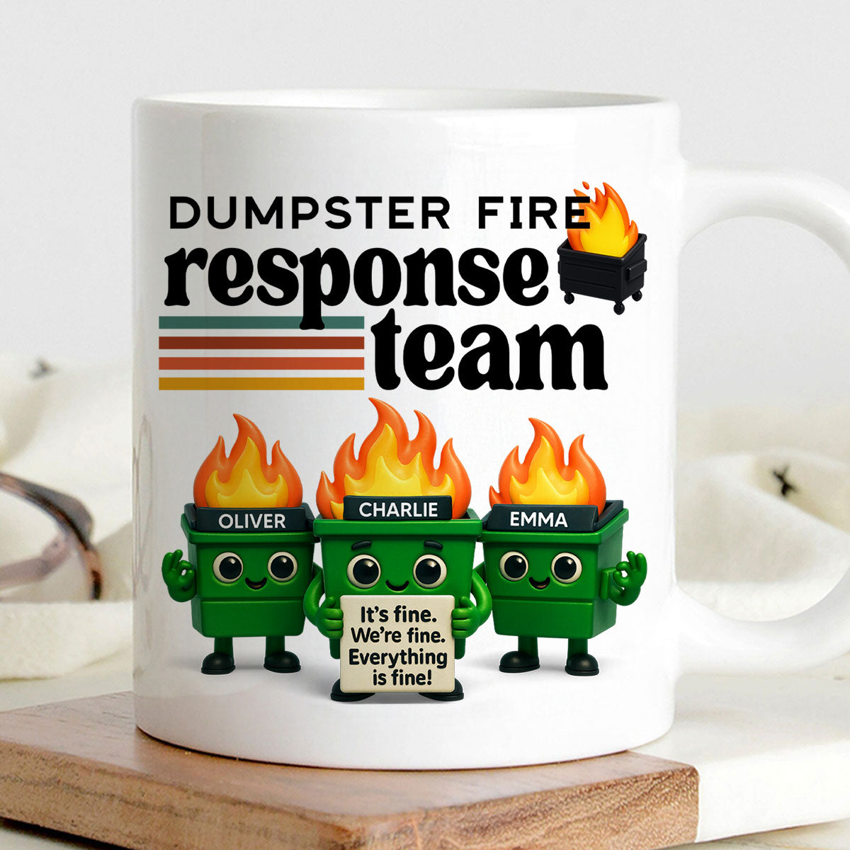 Dumpster Fire Response Team - Personalized Mug - Funny Christmas Gift, White Elephant Gift for Coworkers, Boss