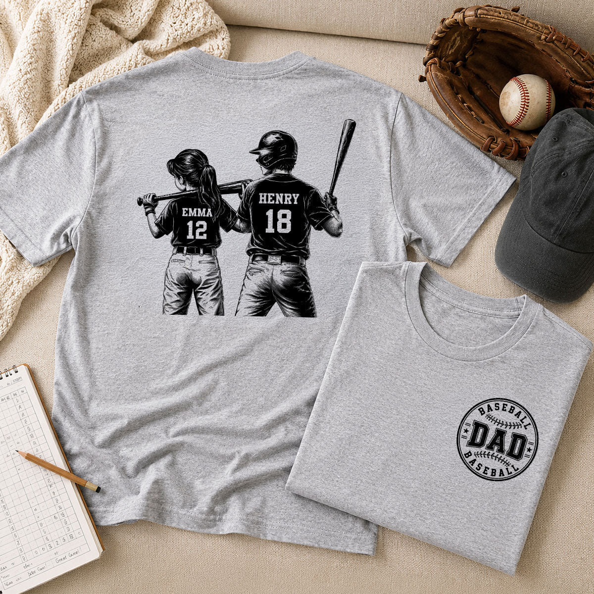 Baseball Dad Game Day - Personalized Shirt - Father's Day Gift for Dad, Husband