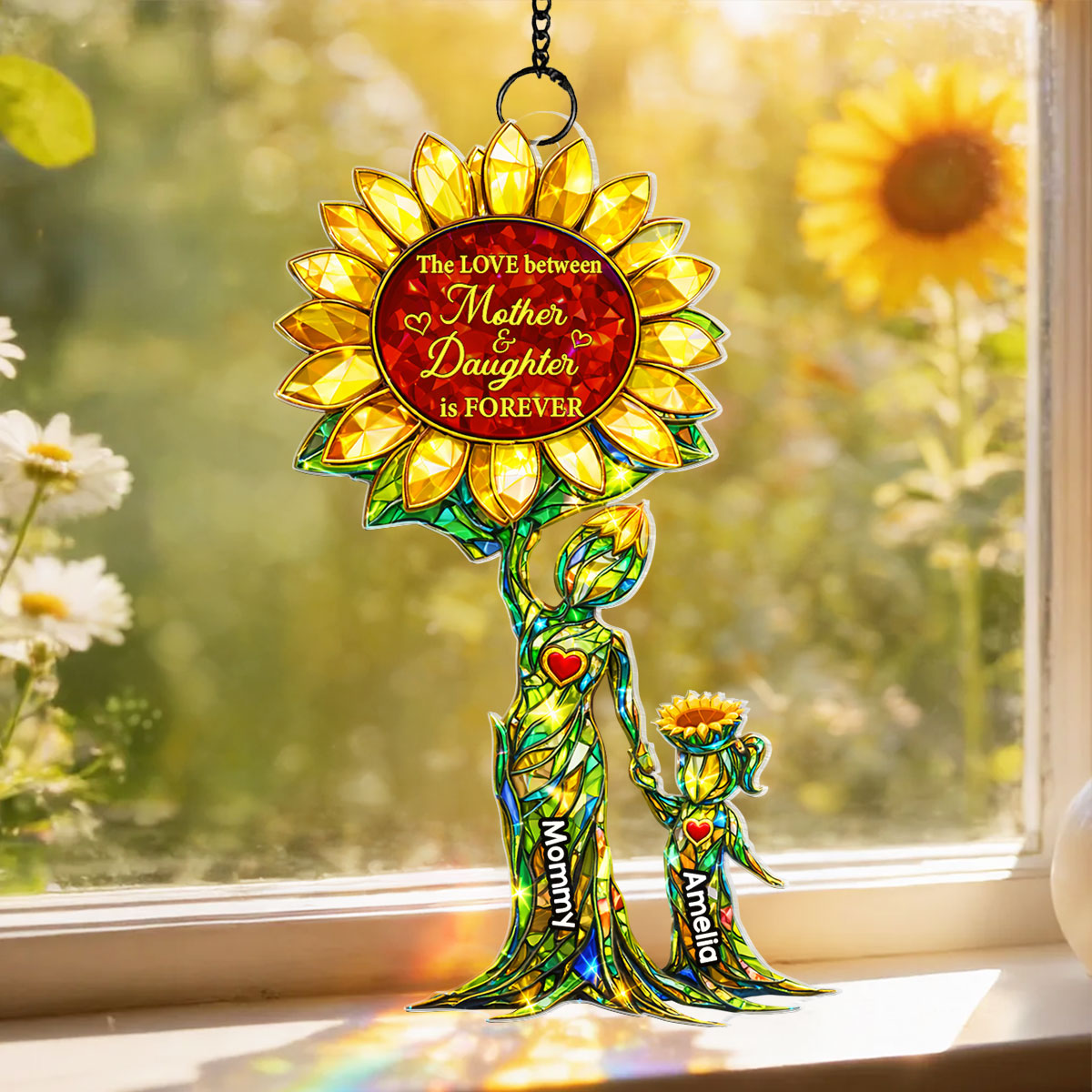 The Love Between Mother And Daughter is Forever - Personalized Suncatcher - Heartfelt Mother's Day Gift for Mom, Wife