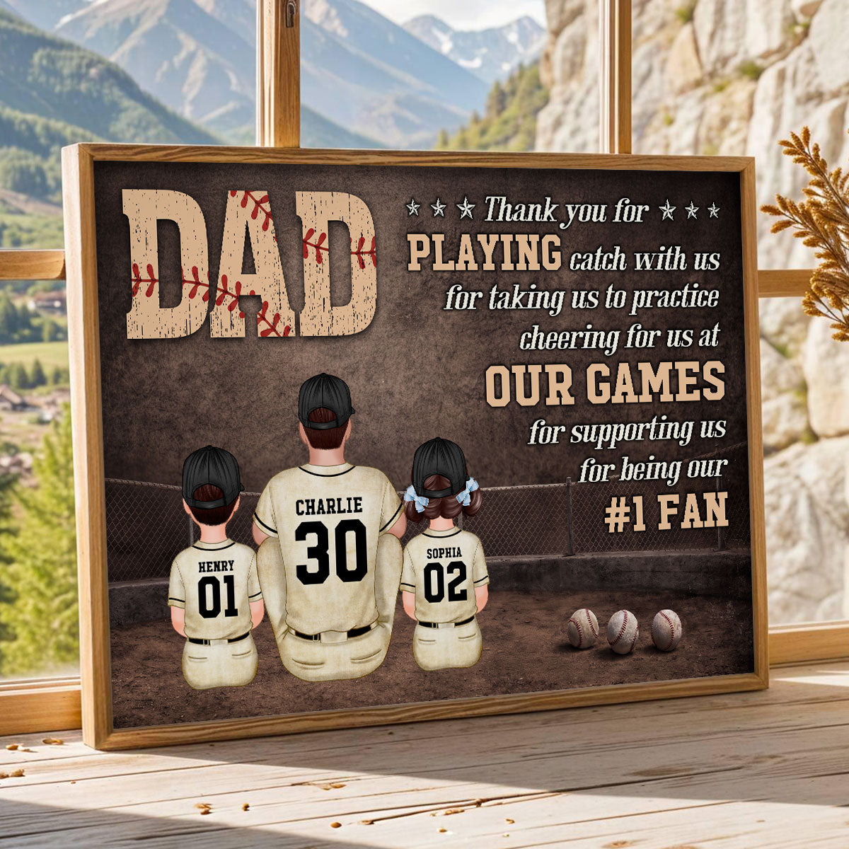 Baseball Dear Dad Thank You - Personalized Poster - Father's Day Gift For Baseball Dad, Husband