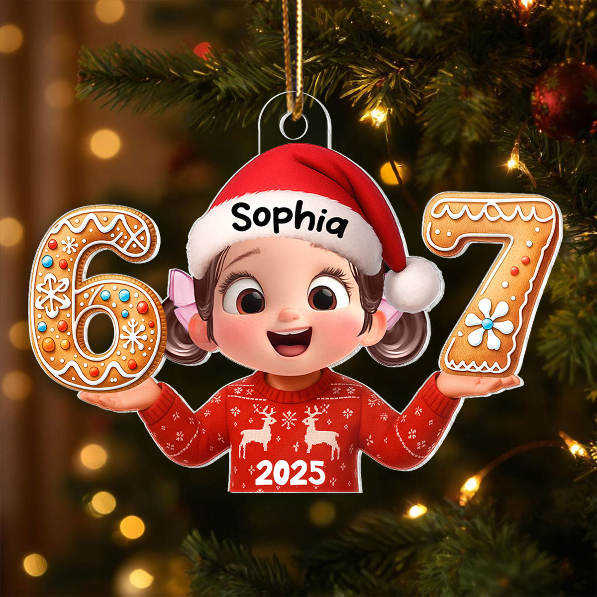 Funny Trendy Custom Six Seven 67 - Personalized Acrylic Ornament - Teen Slang Funny Tree Decor, Funny Teen Grandkid Gift