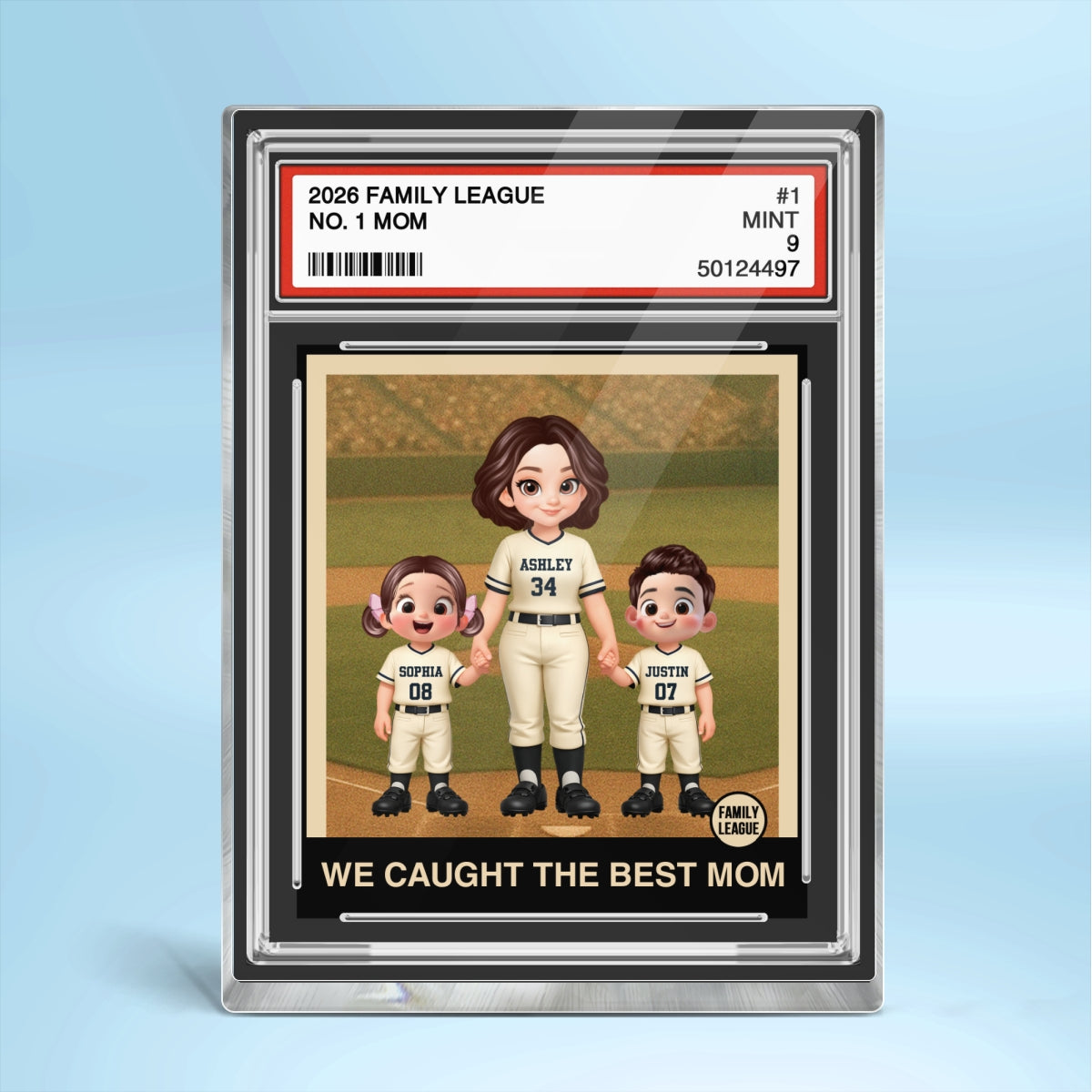 I Caught the Best Mom Baseball Mom Trading Card - Personalized Acrylic Block Plaque - Heartfelt Gift for Mom, Wife