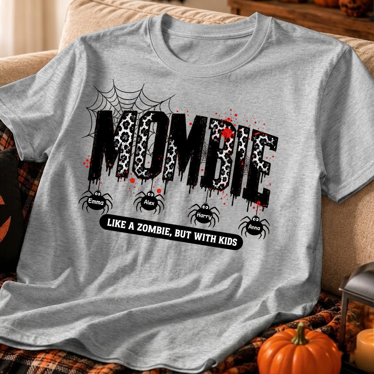 Mombie Like a Zombie But with Kids - Personalized Shirt - Spooky Funny Halloween Shirt for Mom, Wife