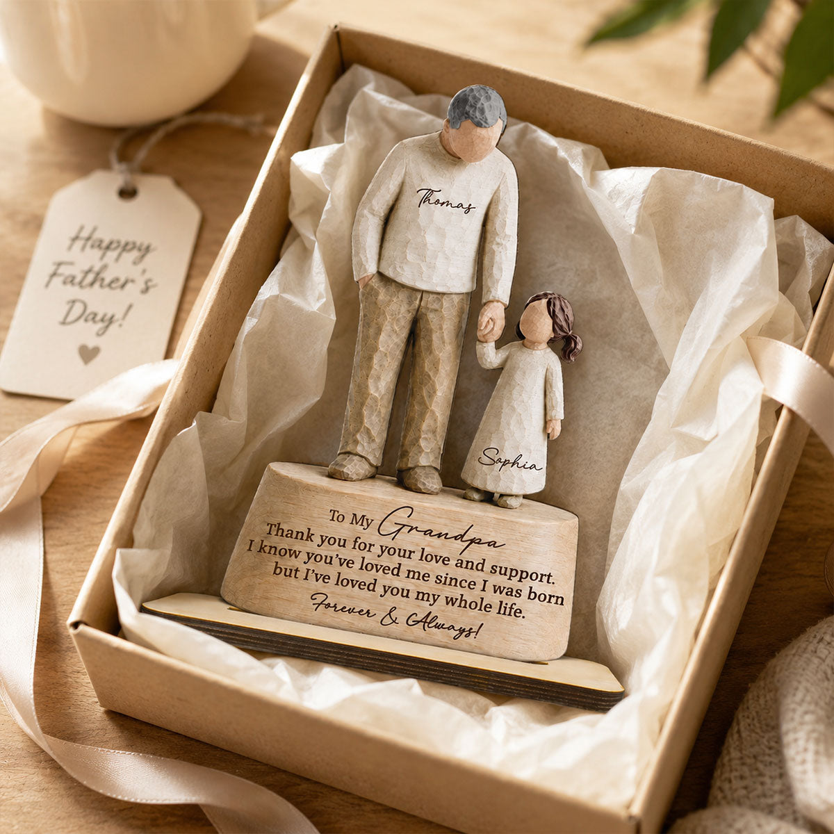 I've Loved You My Whole Life Grandpa & Grandkid 2D Flat Printed - Personalized 2-Layered Wooden Plaque - Sentimental  Gift For Grandpa