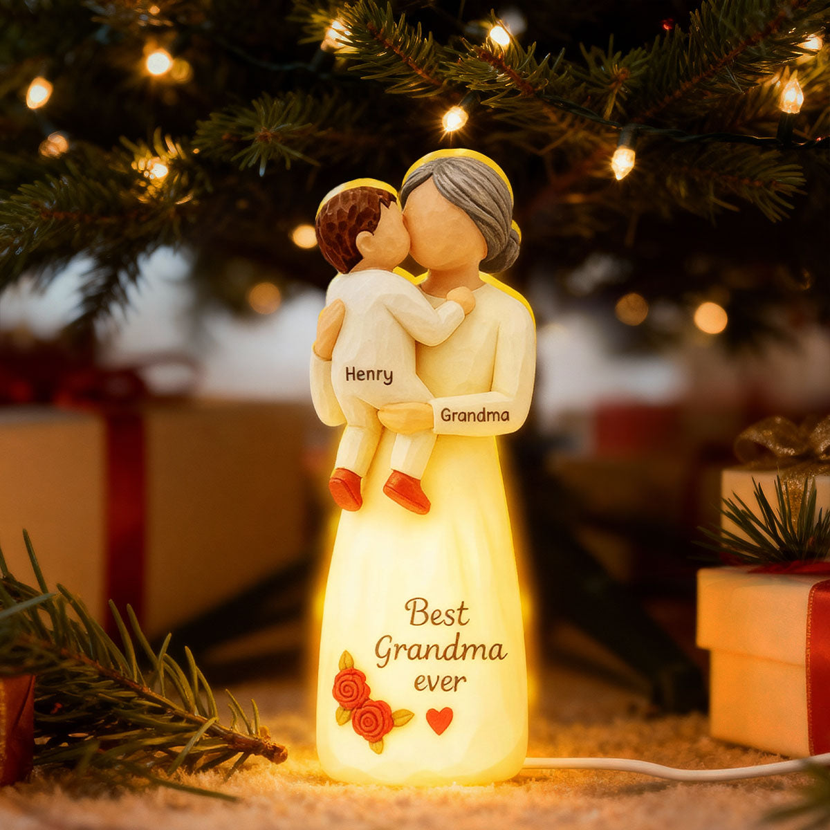 Grandma Hugging Grandkid 3D Effect - Personalized Light Box