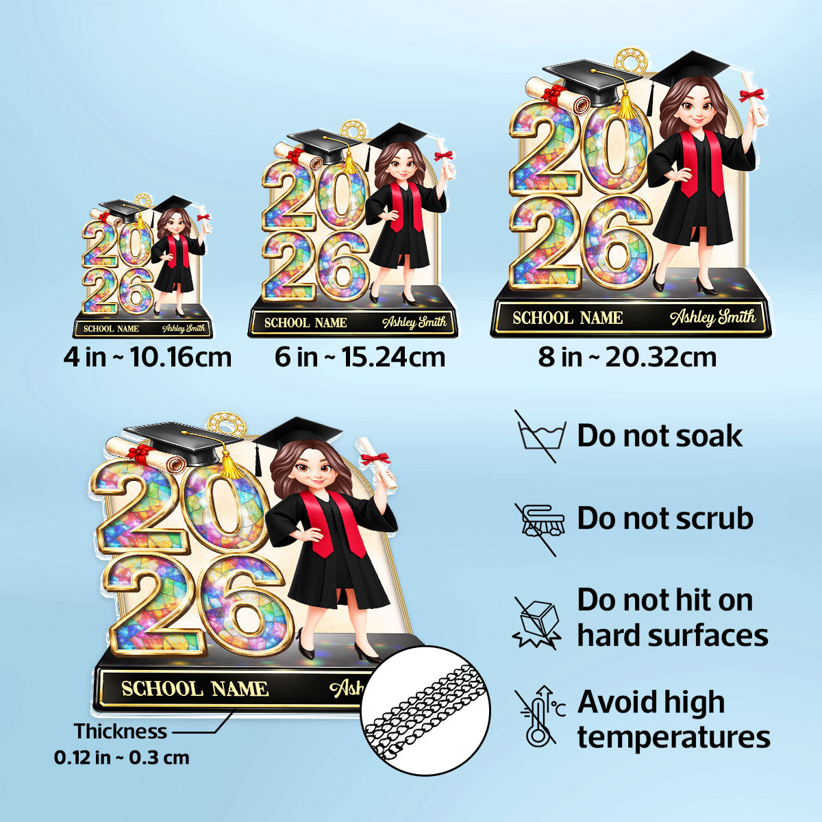 Senior Class Of 2026 2027 Graduate Keepsake 2D Flat - Personalized Suncatcher Ornament - Graduation Gift For Daughter
