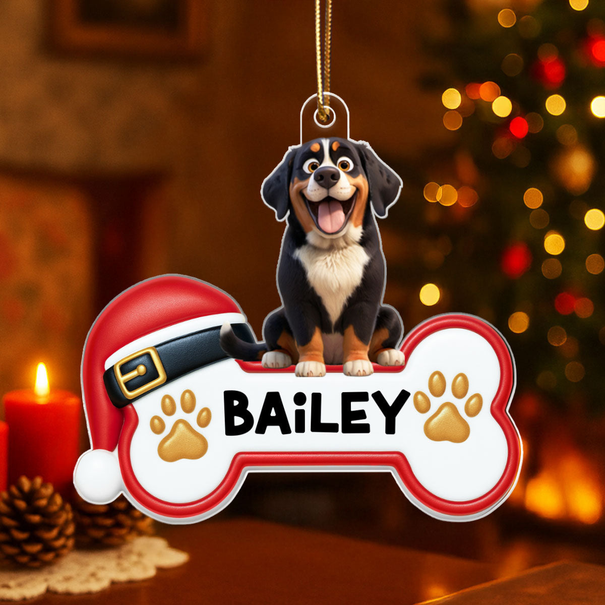 Custom Paw Cute Cartoon Dog - Personalized Acrylic Ornament - Christmas Gift for Dog Moms, Dog Dads