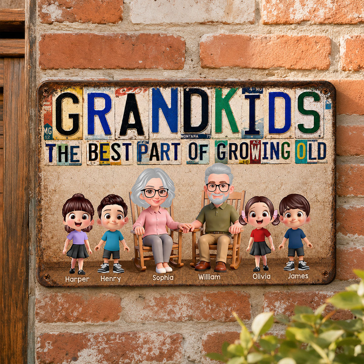 Grandkids The Best Part Of Growing Old License Plate Style - Personalized Metal Sign
