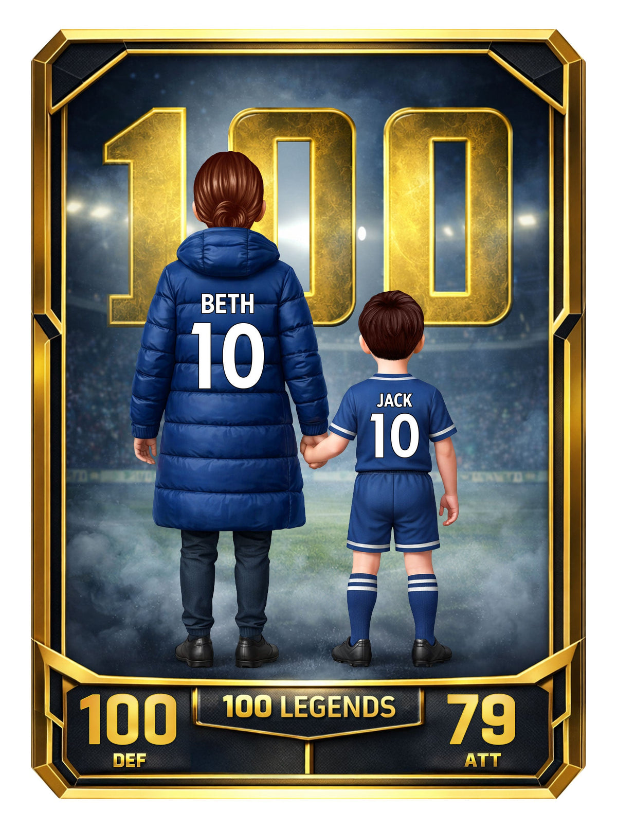 Mum And Kids 100 Legends Trading Card - Personalised Acrylic Block Plaque - Gift For Football Mum