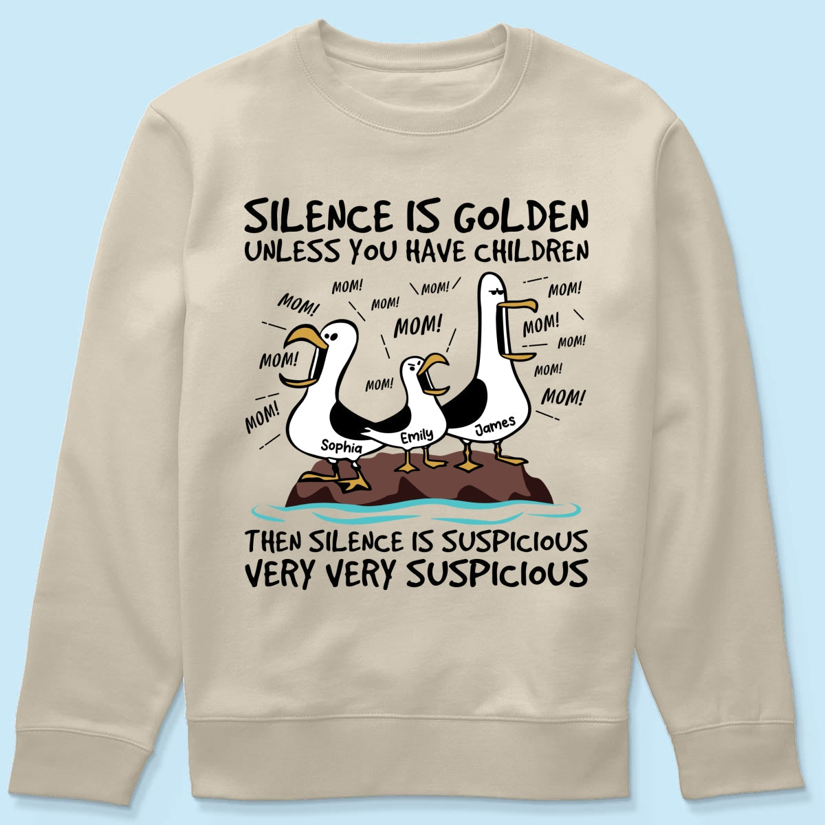 Silence Is Golden Unless You Have Kids Seagull Mom Mom Mom - Personalized Shirt - Funny Mother's Day Gift For Mom