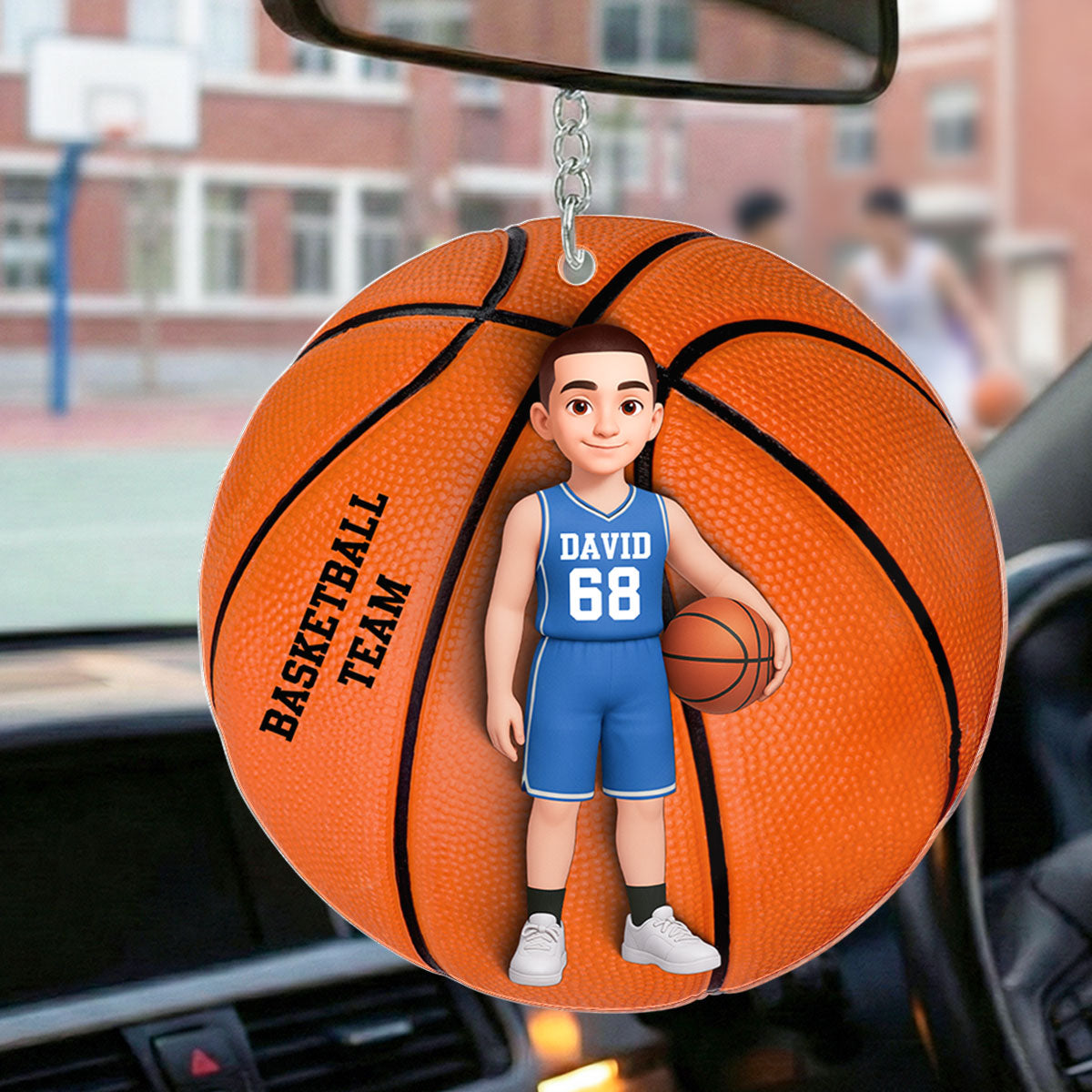 Basketball Boy & Girl 3D Effect - Personalized Acrylic Keychain - Custom Keyrings, Name Tags
