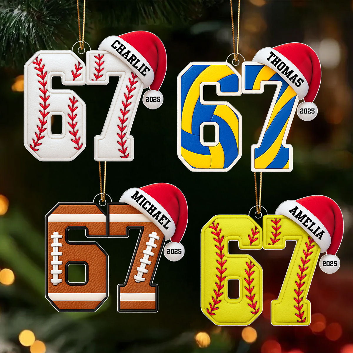 Funny Six Seven 67 Sports - Personalized Acrylic Ornament -  Funny Teenager Christmas Gifts, Teen Slang