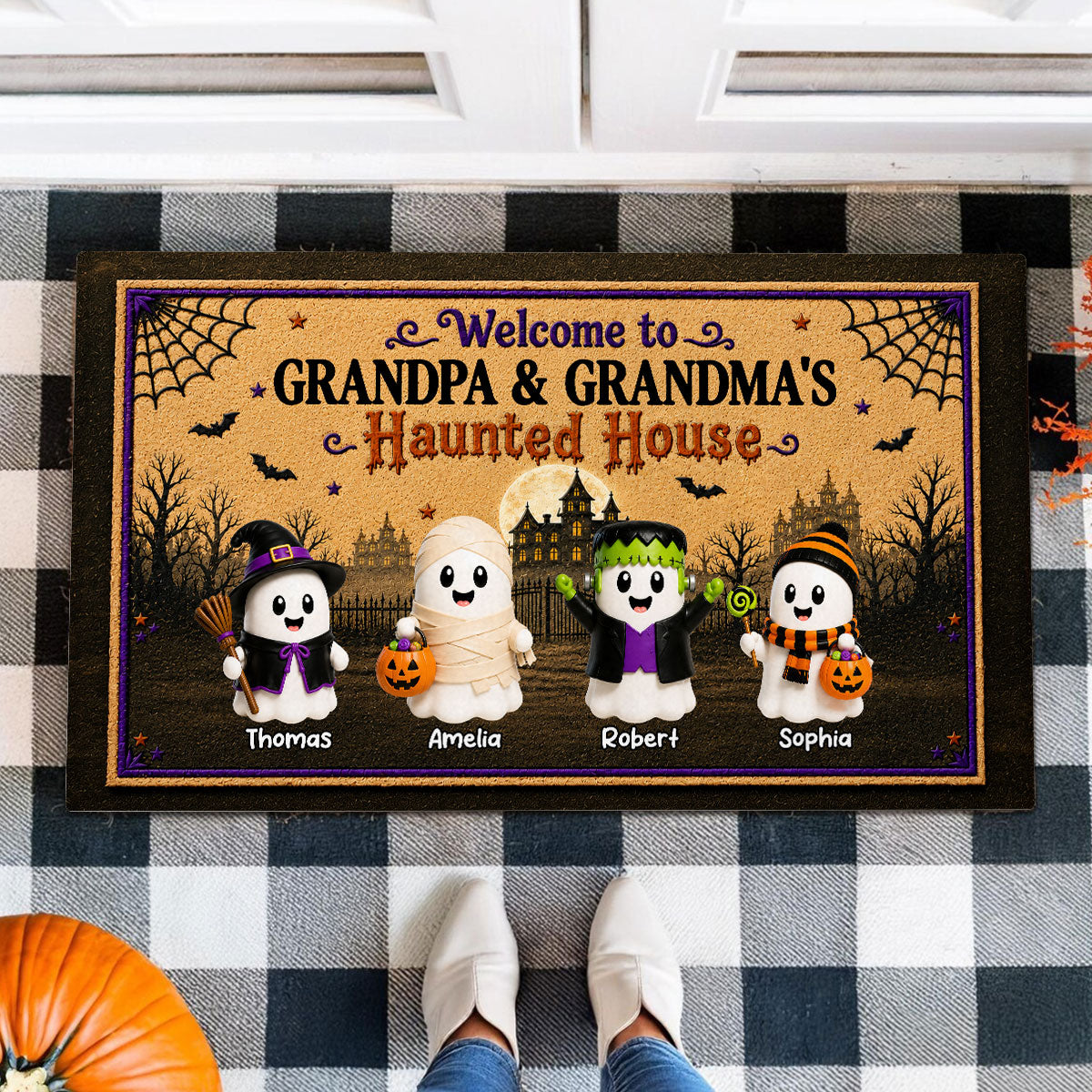 On-trend Spooky Halloween Grandparents House - Personalized Doormat - Halloween Gift For Grandma, Grandpa