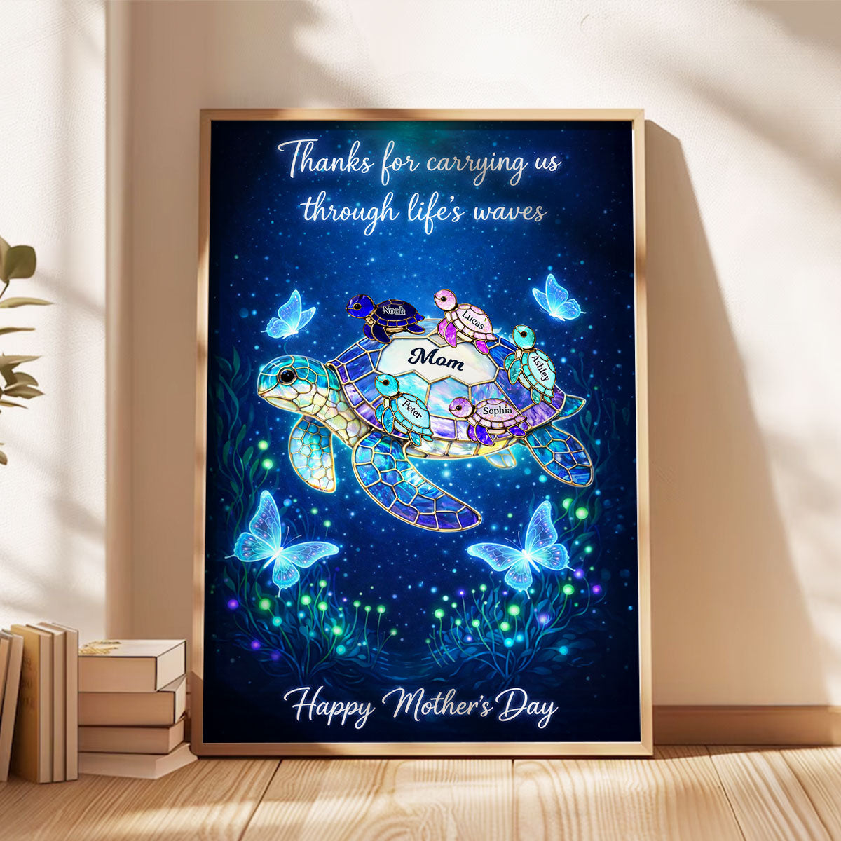 Thanks for Carrying Us Through Life's Waves - Personalized Poster - Mother's Day Gift for Mom, Wife