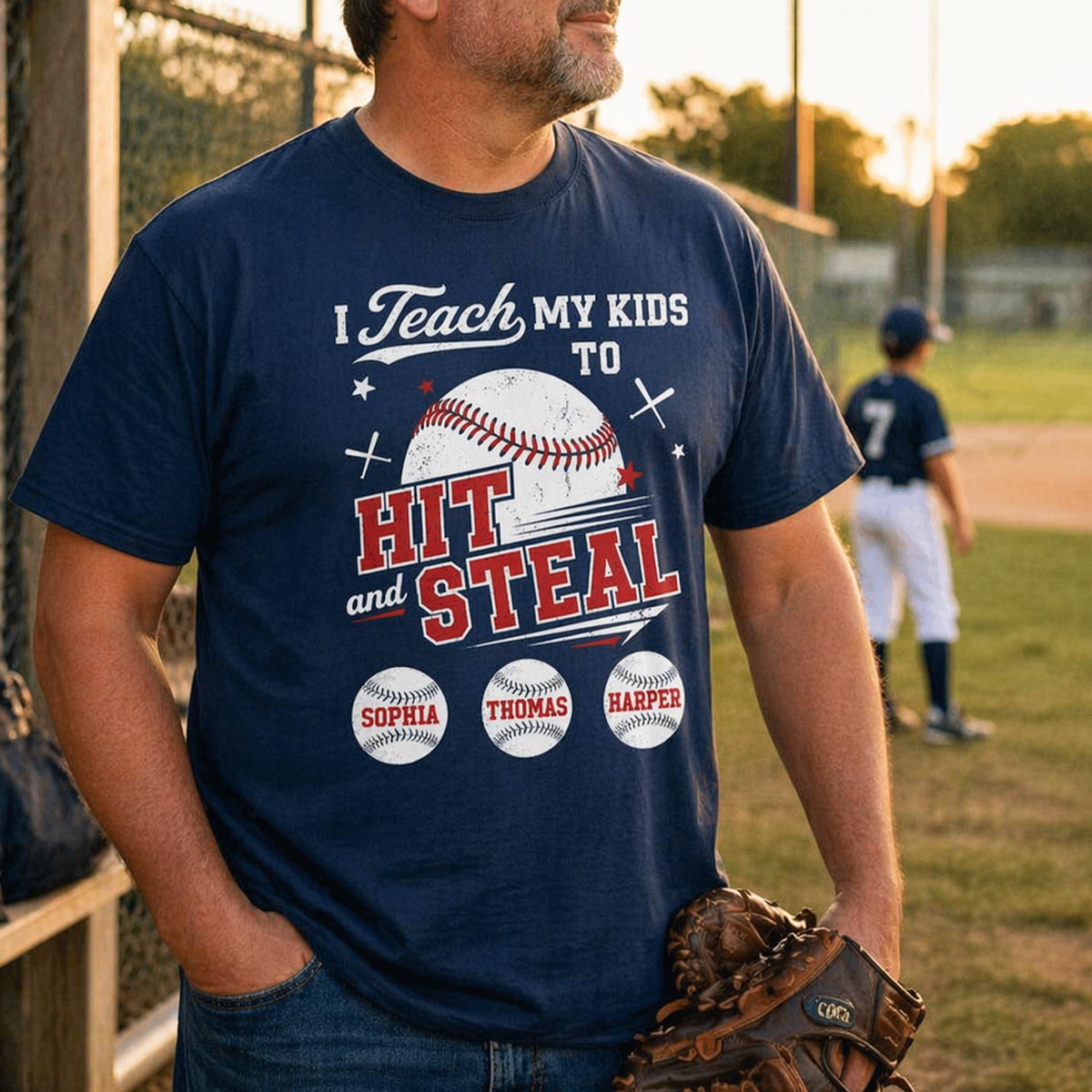 Best Dads Teach Kids To Hit & Steal - Personalized Shirt - Father's Day Gift For Baseball Dad, Husband