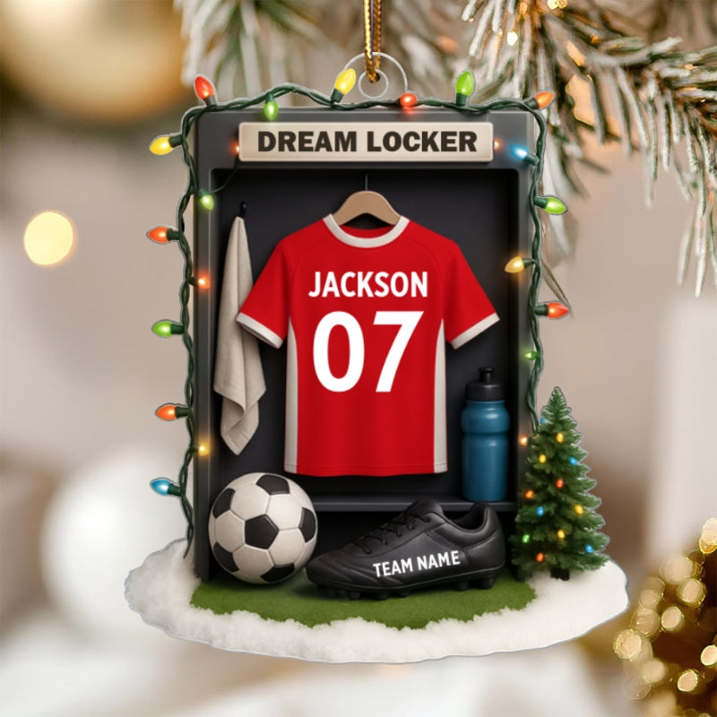 Soccer Jersey Dream Locker Festive Vibe - Personalized Acrylic Ornament - Christmas Gift for Sons, Daughters, Grandkids