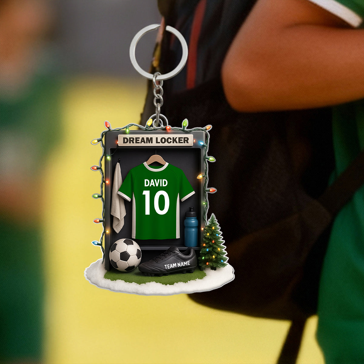Soccer Jersey Dream Locker Festive Vibe - Personalized Acrylic Ornament - Christmas Gift for Sons, Daughters, Grandkids
