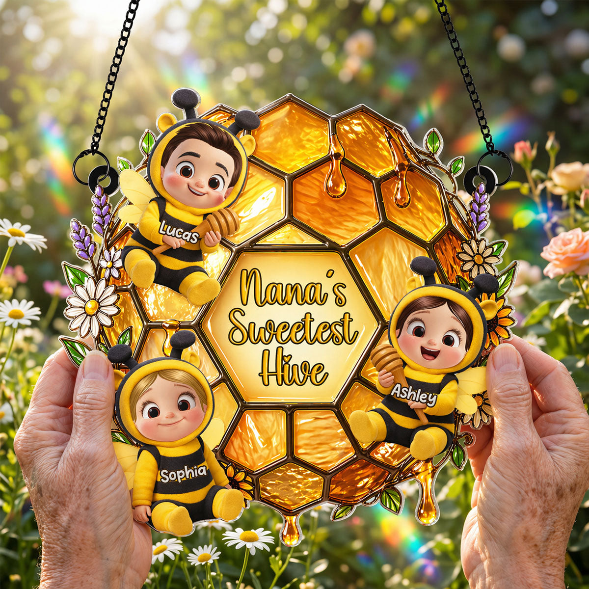 Grandma's Sweetest Hive - Personalized Suncatcher - Mother's Day Gift for Grandma, Mom, Wife