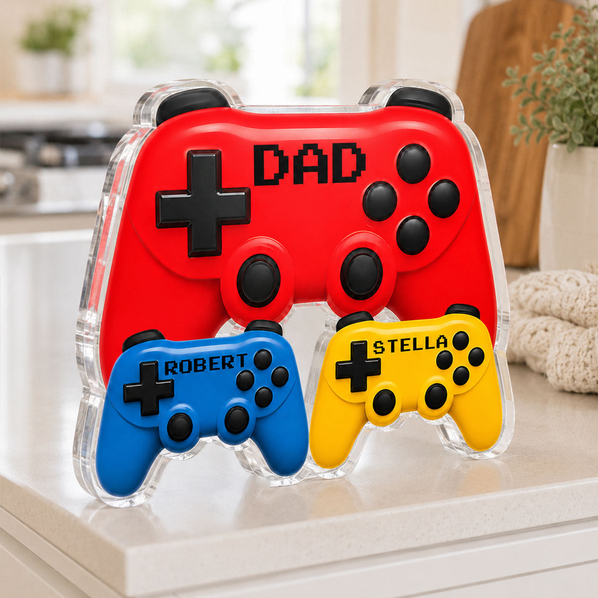 Gamer Dad Controllers - Personalized Acrylic Block Plaque -  Gift For Dad, Husband, Gamers