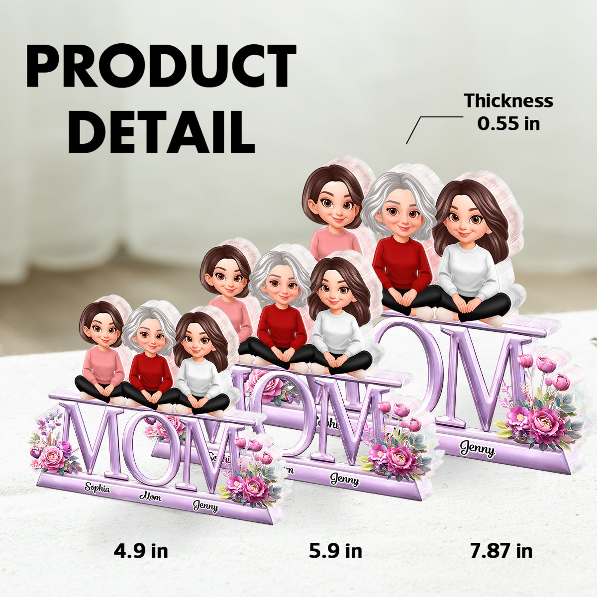 Lovely Mom And Kids - Personalized Acrylic Block Plaque - Heartfelt Gift For Mom, Grandma