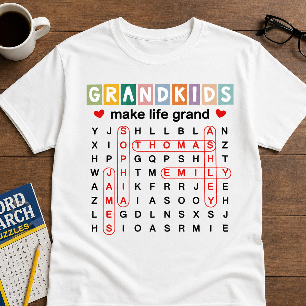 Favorite People Call Me Grandma Word Search Puzzle - Personalized Shirt - Heartfelt Gift For Grandma, Mom