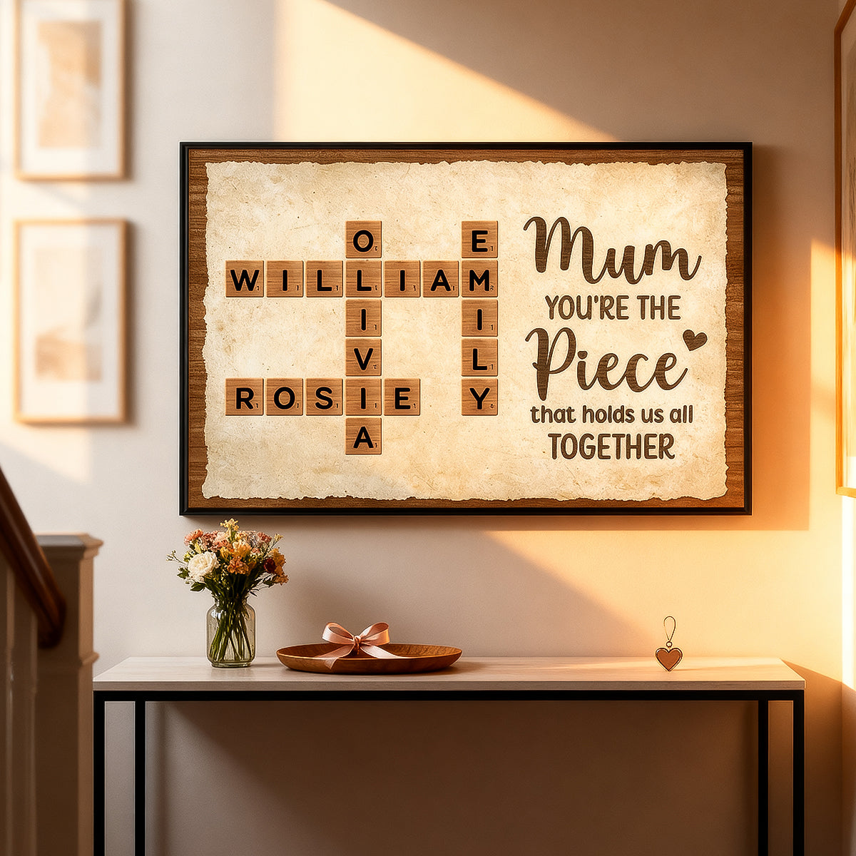 Mum You're The Piece That Holds Us All Together Crossword Puzzle Art - Personalised Poster - Mother's Day Gift for Mum