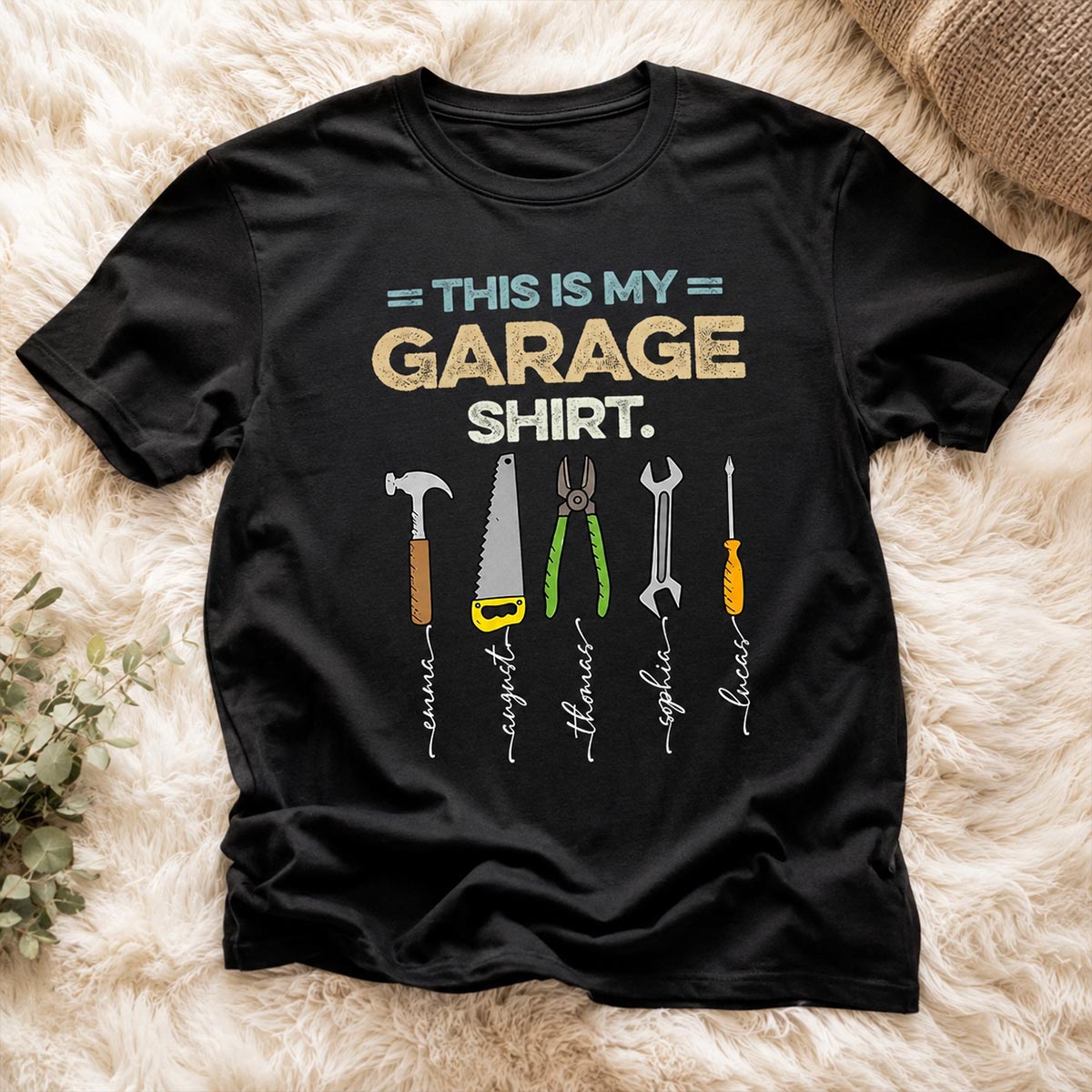 This Is My Garage Shirt Custom Kid Name - Personalized Shirt - Father's Day Gift For Mechanic Dad, Grandpa